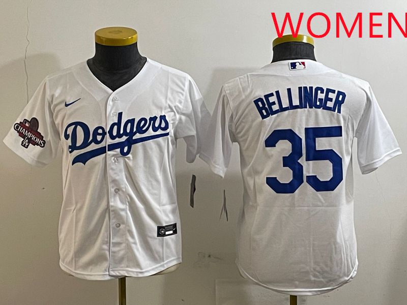 Women Los Angeles Dodgers #35 Bellinger White Game 2025 Nike MLB Jersey style 6